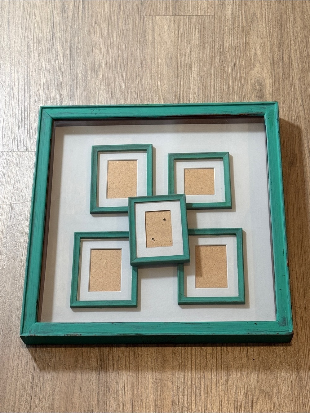 Turquoise Green Dark Green Wooden Multi-Frame Wall Collage
